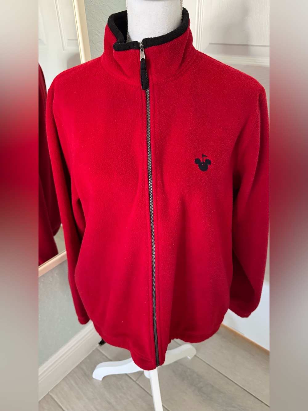 Vintage Disney Golf Collection Mickey Golf Red Fleece Jacket M